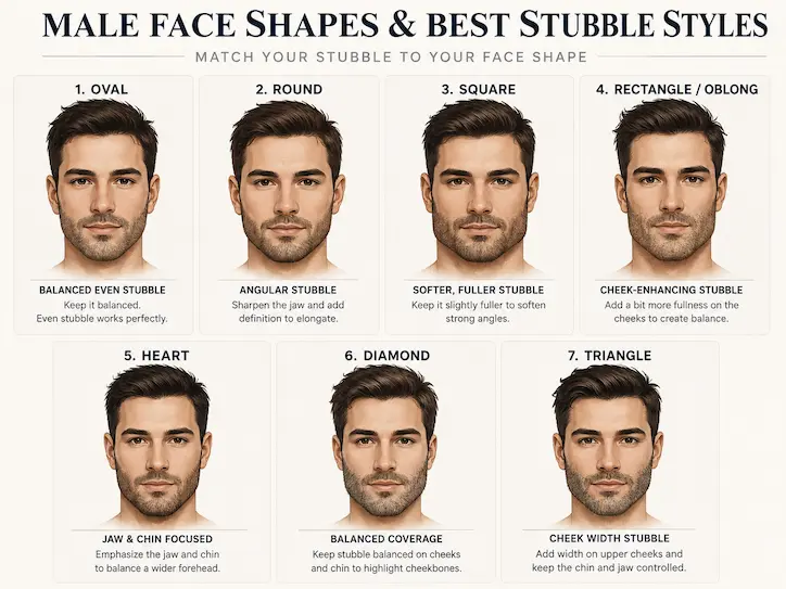 Male Face Shapes Stubble