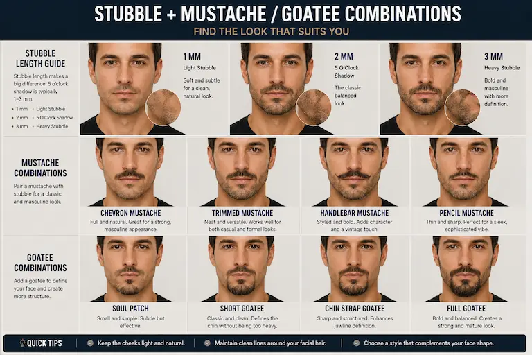 Stubble Mustache and Goatee Style